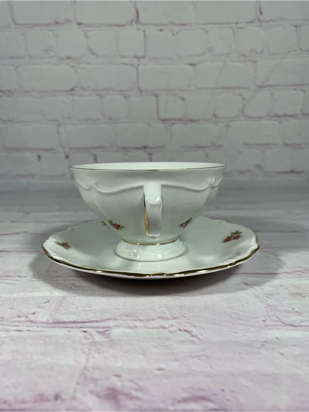 Vintage Winterling Rosebud Bavaria Western Germany Footed Teacup and Saucer Set
